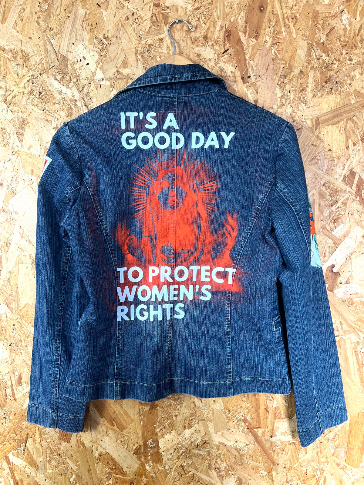 Feminist Reworked Denim Jacket With Patches And Pins By Snacks