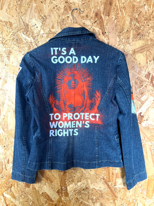 Feminist Reworked Denim Jacket With Patches And Pins By Snacks