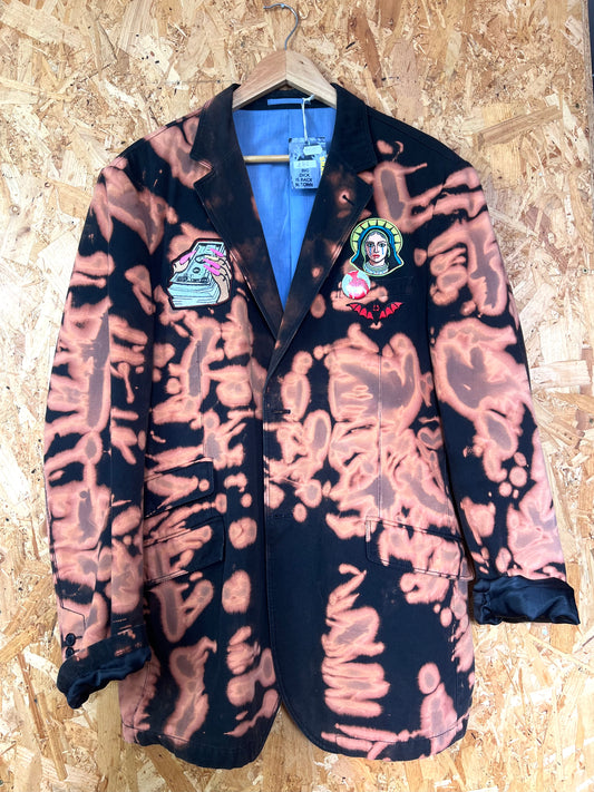 Reworked Tie Dye Blazer/ Jacket With Patches And Pins By Snacks