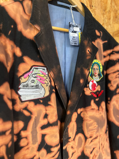Reworked Tie Dye Blazer/ Jacket With Patches And Pins By Snacks
