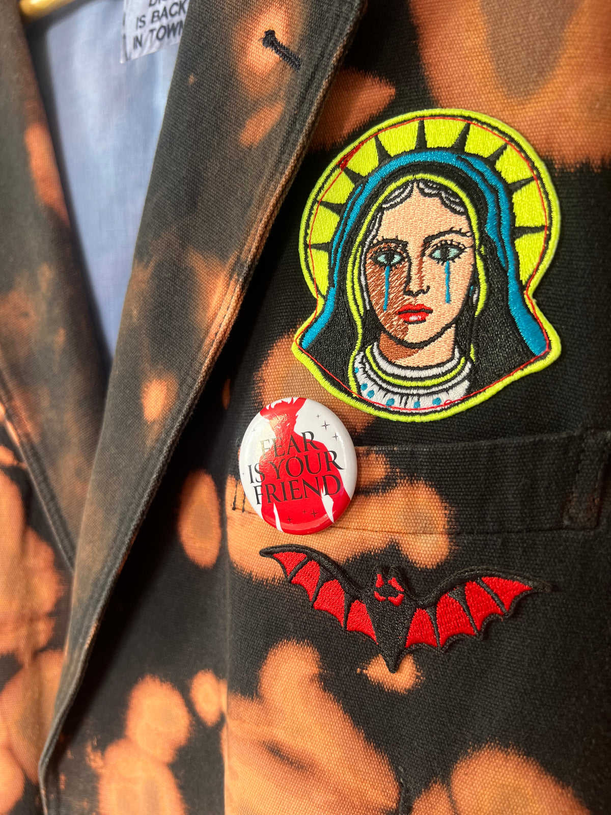 Reworked Tie Dye Blazer/ Jacket With Patches And Pins By Snacks