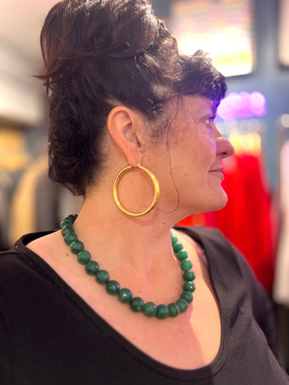Big Heavy Green Jade Necklace By Beadoo