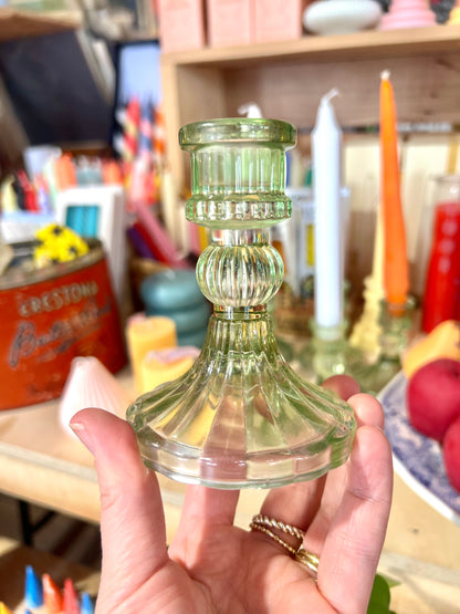 Green Glass Candleholder