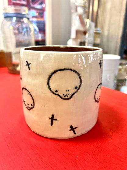 Handmade earthenware skull plant pot by REBECCA EDELMANN Ceramics