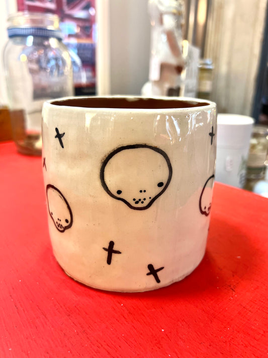 Handmade earthenware skull plant pot by REBECCA EDELMANN Ceramics