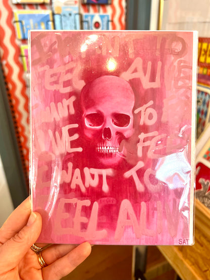 'Feel alive' Pink Skull Print By Steph Tripolitaki