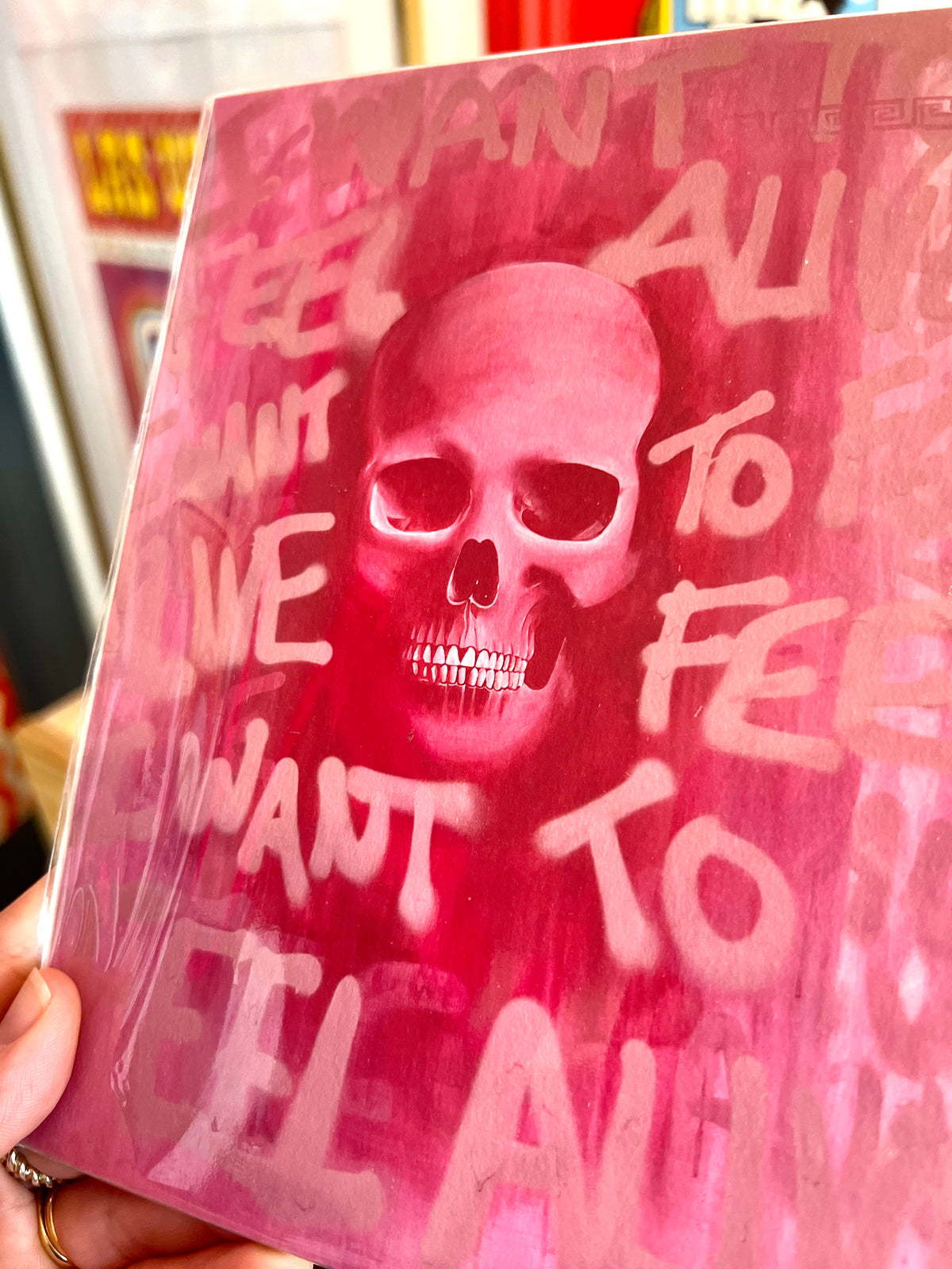 'Feel alive' Pink Skull Print By Steph Tripolitaki