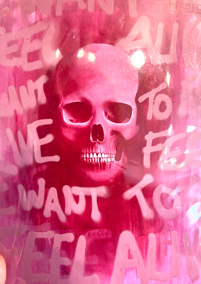 'Feel alive' Pink Skull Print By Steph Tripolitaki