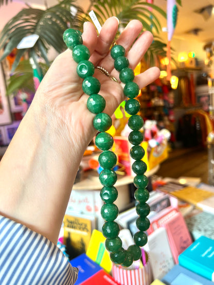 Big Heavy Green Jade Necklace By Beadoo
