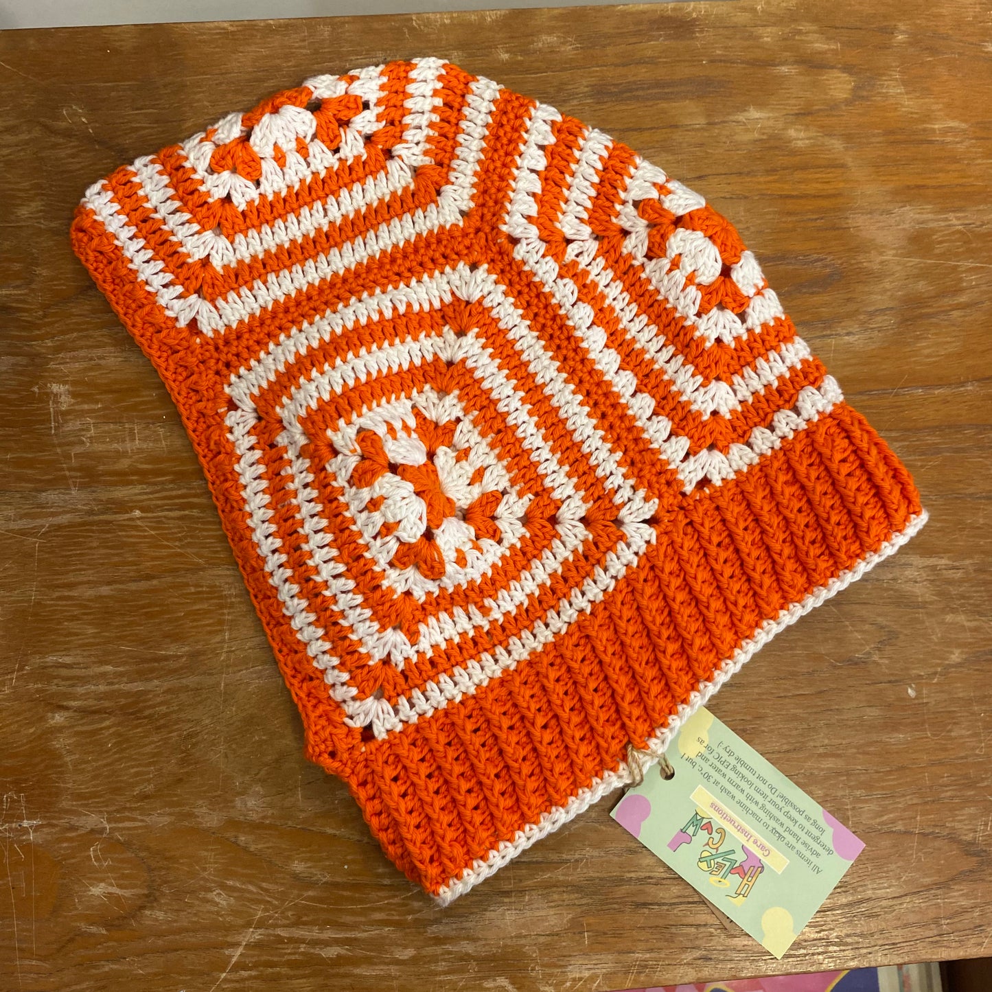 Balaclava/Snood Crochet Orange & White by HoleyCow Crochet