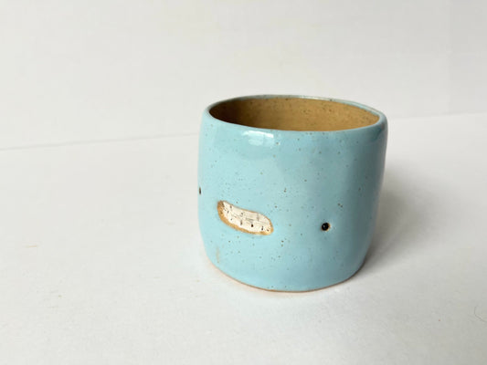 Light blue teethie hand-built stoneware plant pot by REBECCA EDELMANN Ceramics