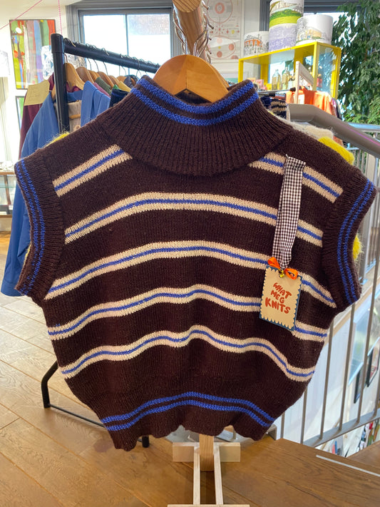 Stripy BROWN/BLUE knitted SWEATER by WhatMegKnits