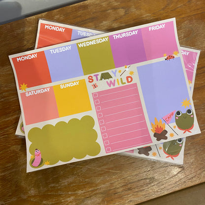 Stay Wild Camper Frog Weekly Planner by Uschie