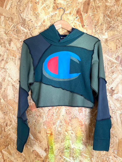 Reworked Brand Top, Cropped Hoody By Latham Street