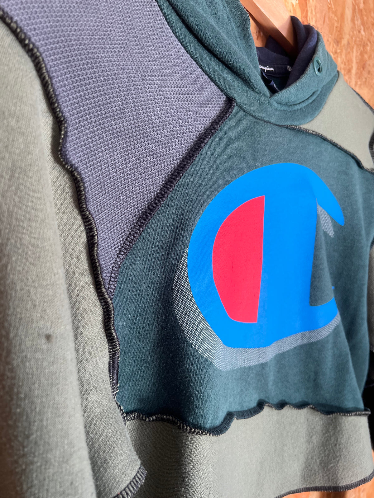Reworked Brand Top, Cropped Hoody By Latham Street
