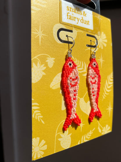 Red Fish Beaded Earring by Snails & Fairy Dust