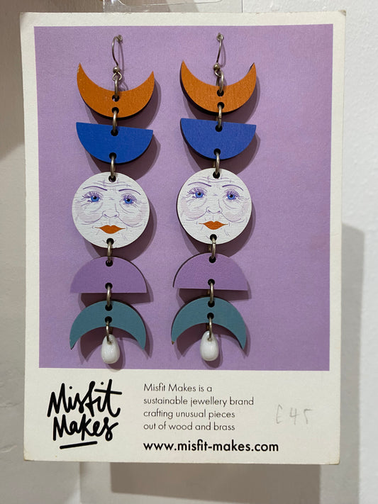 Moon Faces earrings by Misfit Makes