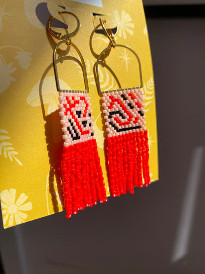 Pink Square Beaded Earring by Snails & Fairy Dust