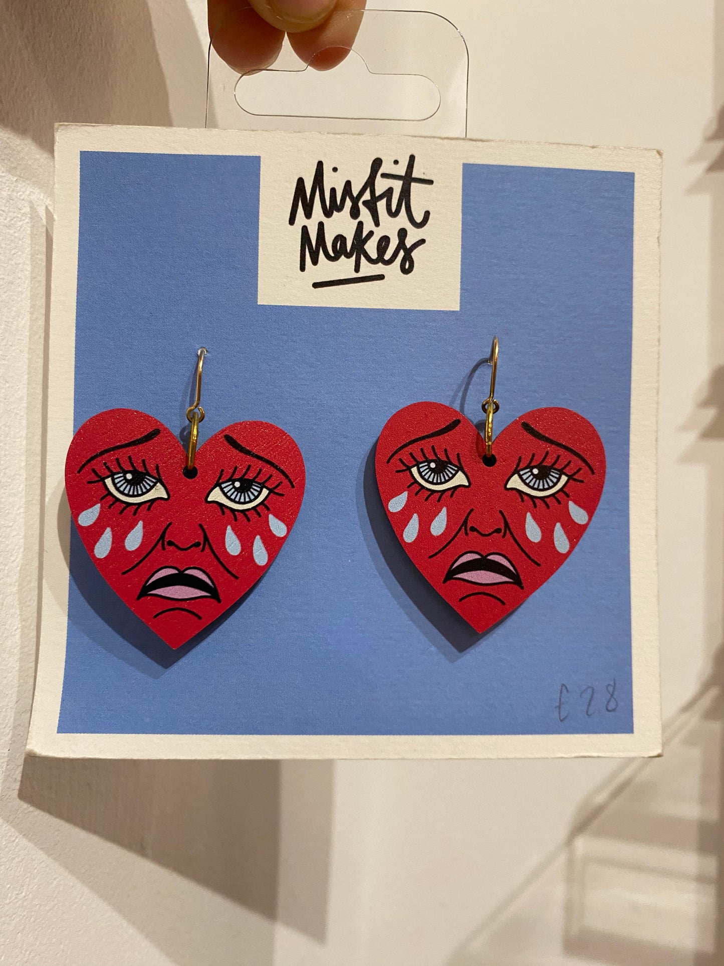 Crying Heart Red Large Earrings by Misfit Makes