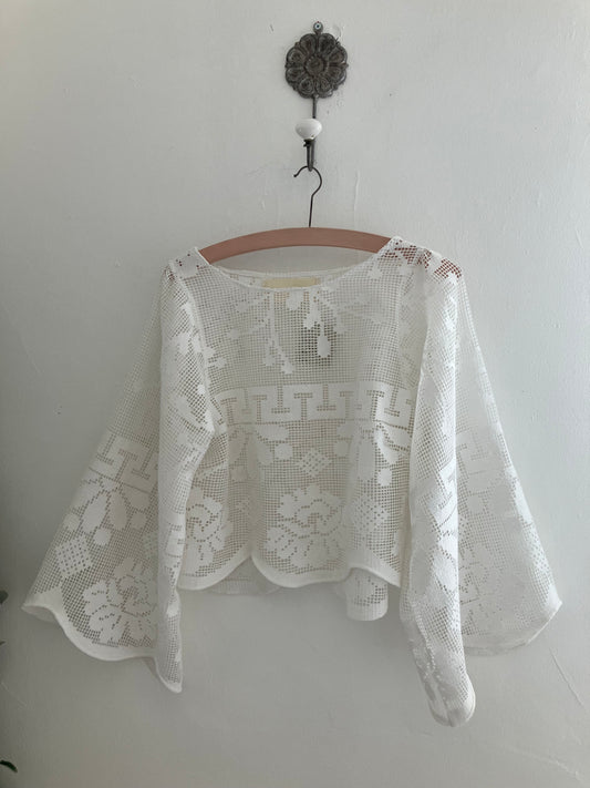 Lace Angel Sleeve Top  By Here You Are
