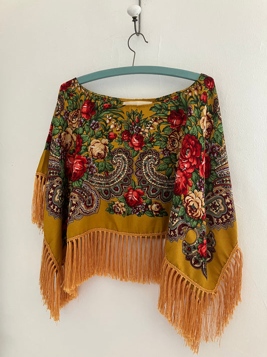Fringed Folk Tops in Ochre  By Here You Are