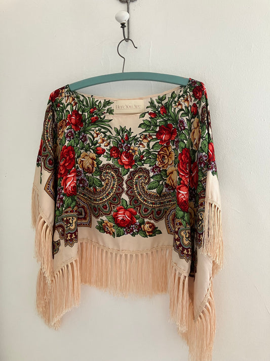 Fringed Folk Tops in Cream By Here You Are