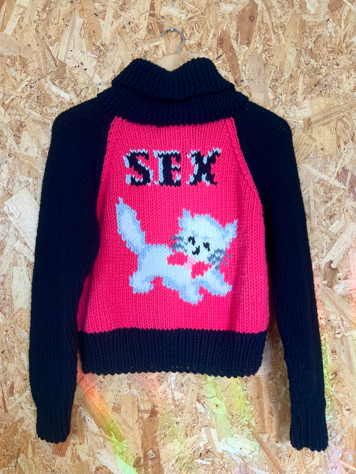 Chunky 'Sex' Handknit Cardigan by Bucko