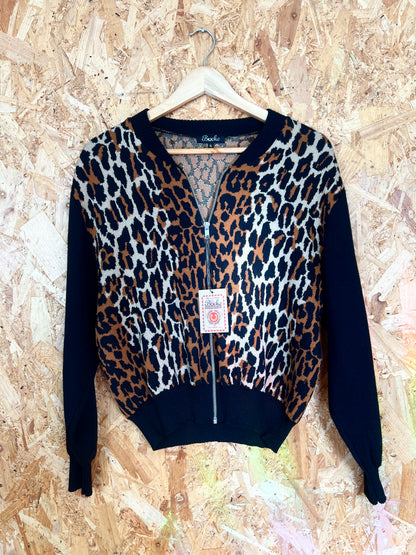 Leopard Print Knitted Cardigan by Bucko