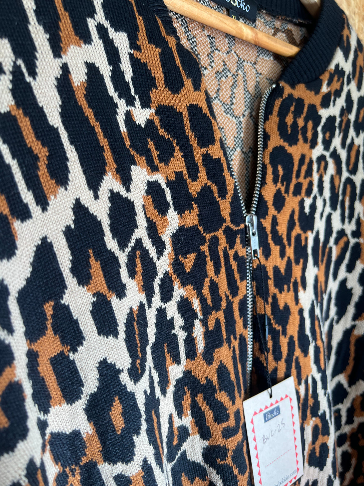Leopard Print Knitted Cardigan by Bucko