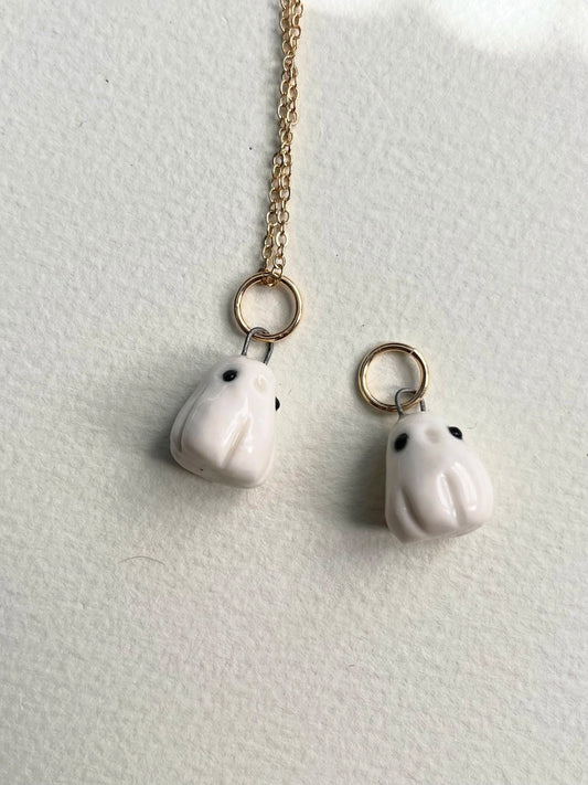 Porcelain Ghost Pendant With Gold Rim By REBECCA EDELMANN