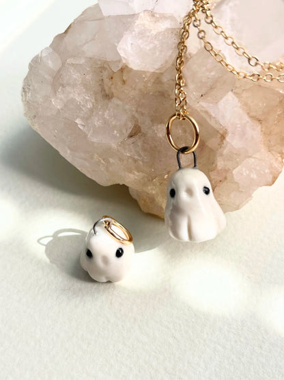 Porcelain Ghost Pendant With Gold Rim By REBECCA EDELMANN