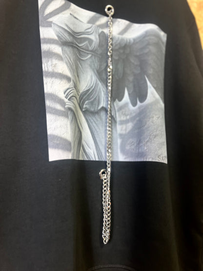 Reworked Art Print Sweatshirt with Silver Chains by Steph Tripolitaki