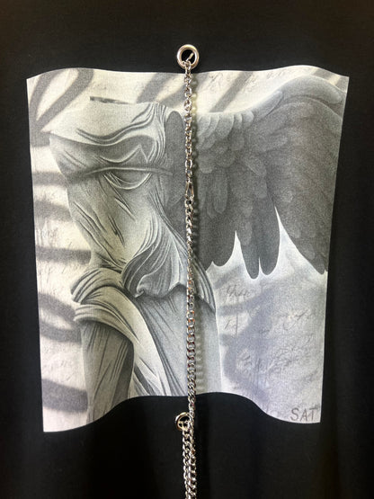 Reworked Art Print Sweatshirt with Silver Chains by Steph Tripolitaki