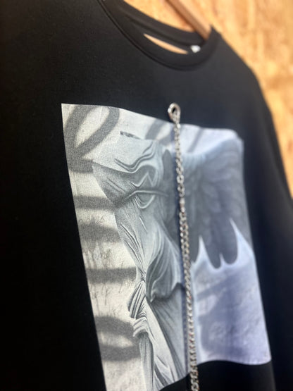 Reworked Art Print Sweatshirt with Silver Chains by Steph Tripolitaki