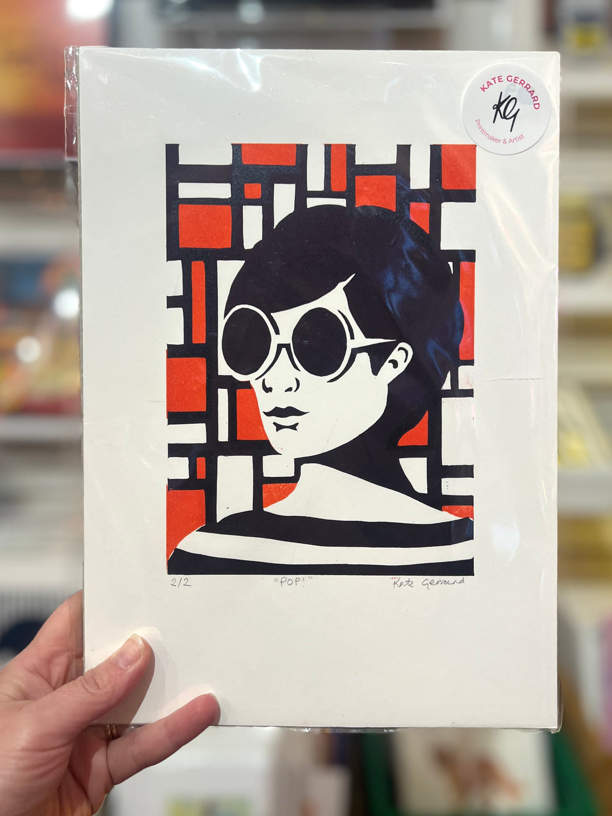 'Pop!' Lino Print By Kate Gerrard