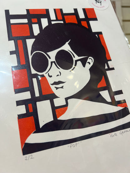 'Pop!' Lino Print By Kate Gerrard