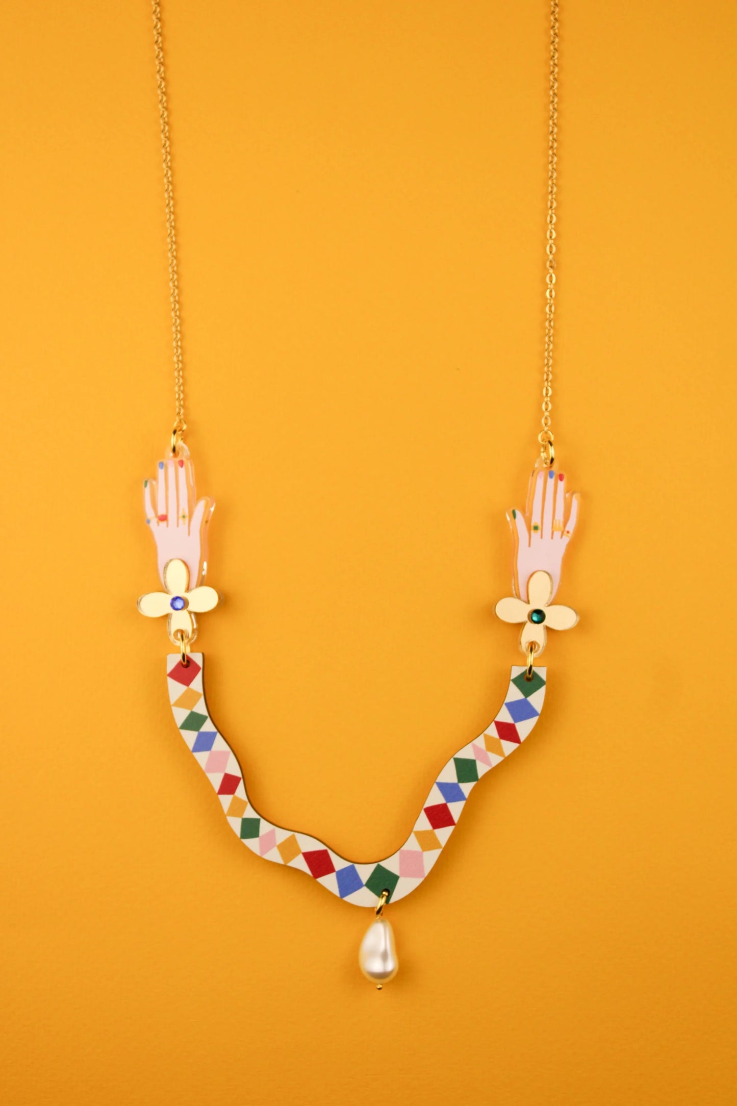 Harlequin Hand Necklace by Misfit Makes