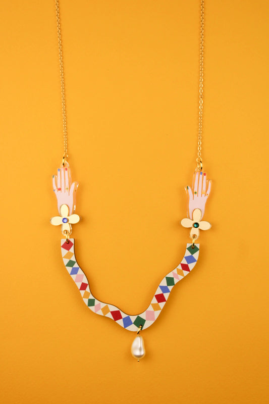 Harlequin Hand Necklace by Misfit Makes