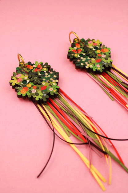 Floral Green Man Earrings by Misfit Makes