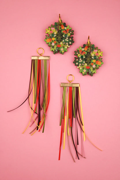 Floral Green Man Earrings by Misfit Makes