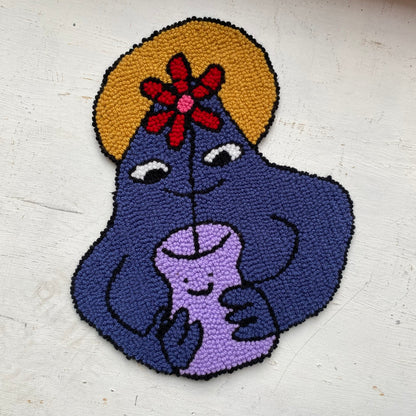 Navy Blue Blob Punch Needle Wall Decor by Don Brosbin
