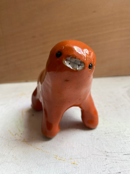 Orange Ceramic Teethie by Rebecca Edelmann ceramics