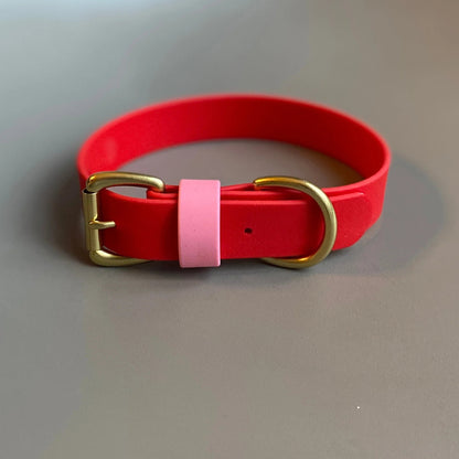 Love Colourblock BioThane® Red Dog Collar By Frank's Goods