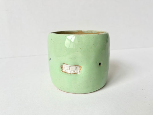 Light mint teethie tumbler, hand-built stoneware cup by REBECCA EDELMANN Ceramics