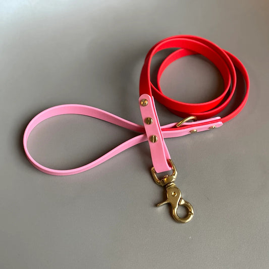 Love Colourblock BioThane®  Red Dog Lead By Frank's Goods