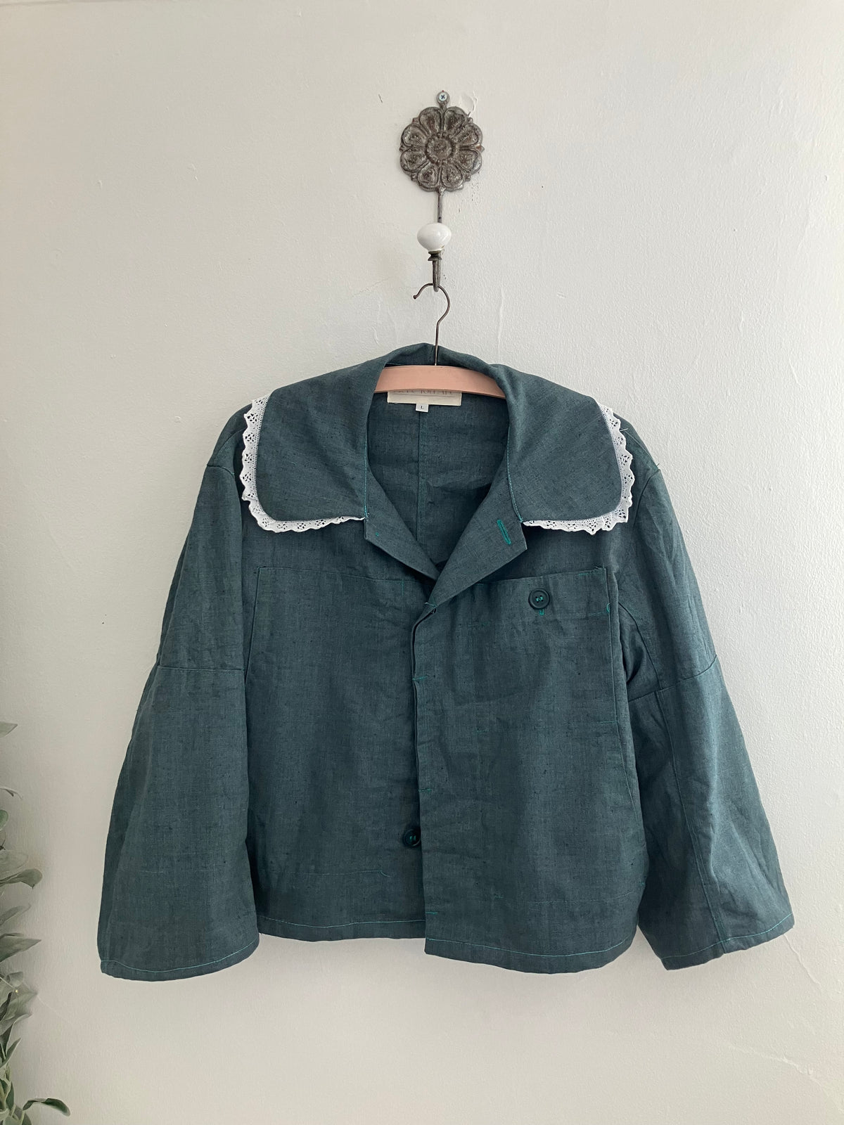 Reworked Light Blue Peter Pan Collar Jacket  By Here You Are