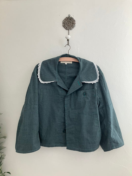 Reworked Light Blue Peter Pan Collar Jacket  By Here You Are