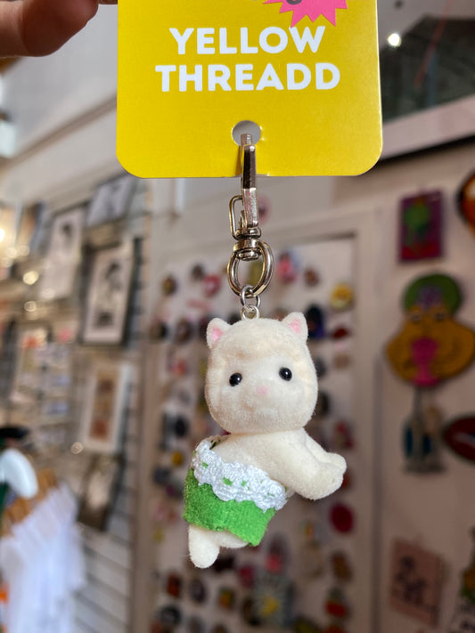 Baby Sylvanian sheep keyring by Yellow Threadd