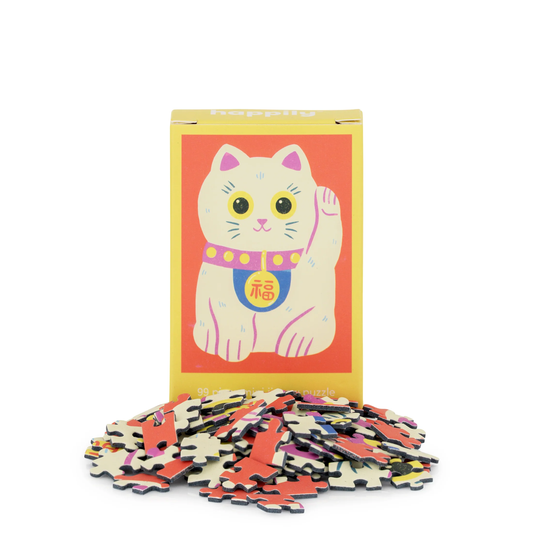 Lucky Cat - 99 Piece Mini Jigsaw Puzzle by Happily