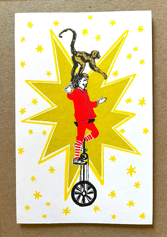 'Monkeying Around' Screenprinted Card By Sarah Targett